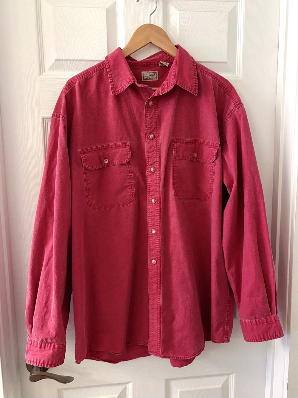 L.L. Bean Men's Casual Button-Down Shirt in Faded Red